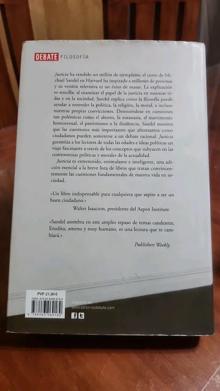 Libro Justicia de Michael J. Sandel 2ª edición - 2