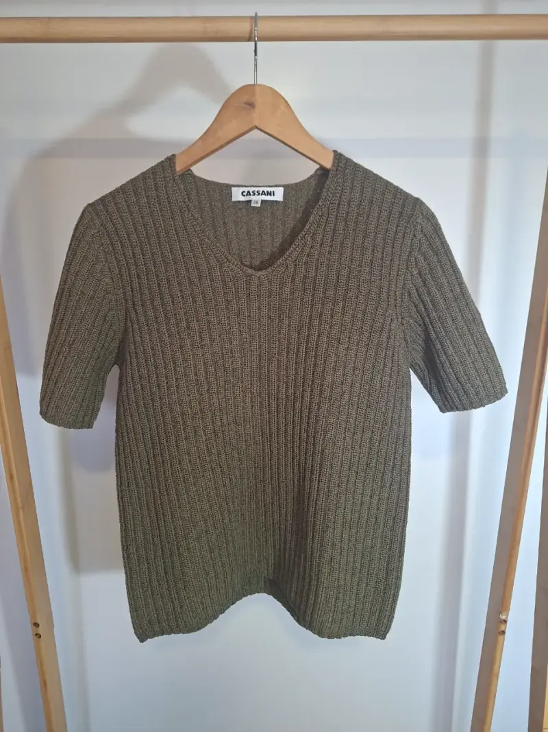 Polera de punto verde oliva Cassani talla 38 - 1