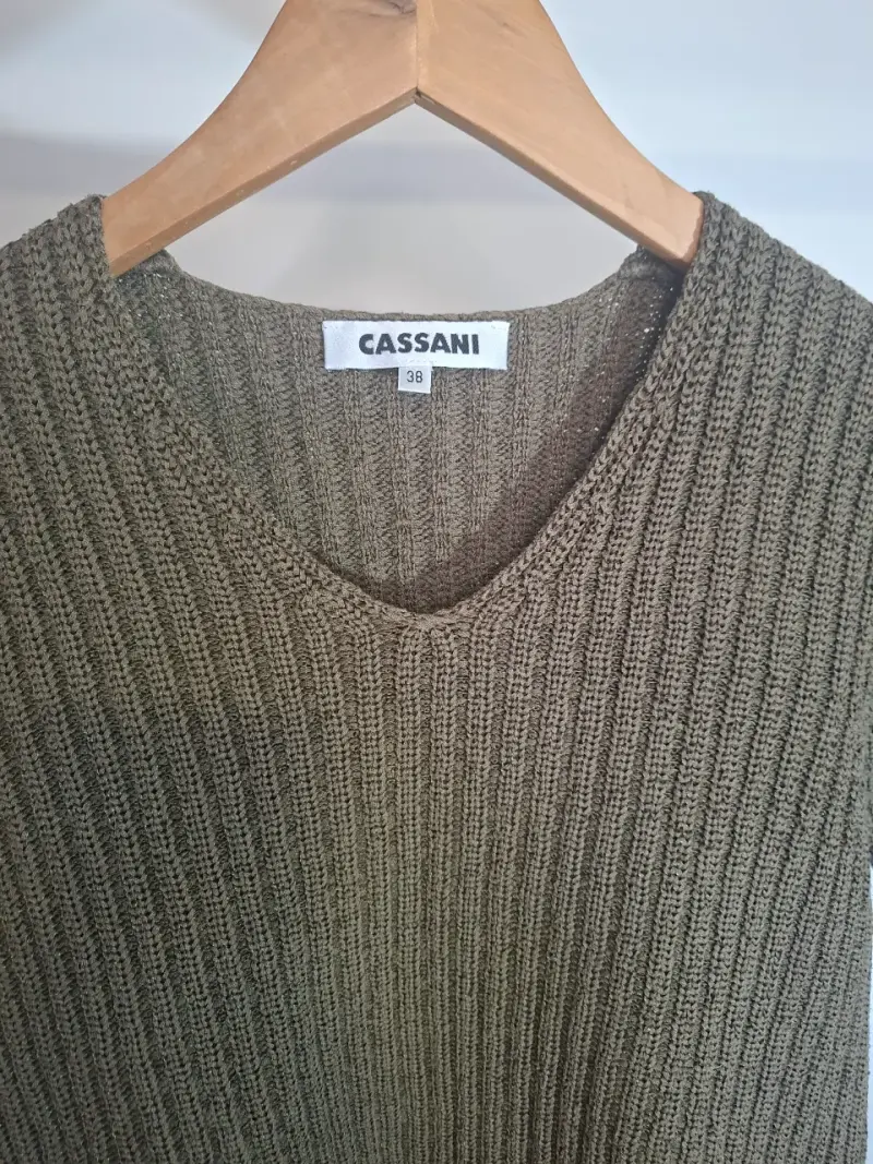 Polera de punto verde oliva Cassani talla 38 - 2