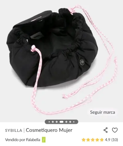 Cosmetiquero negro Sybilla con cordón ajustable - miniatura 1