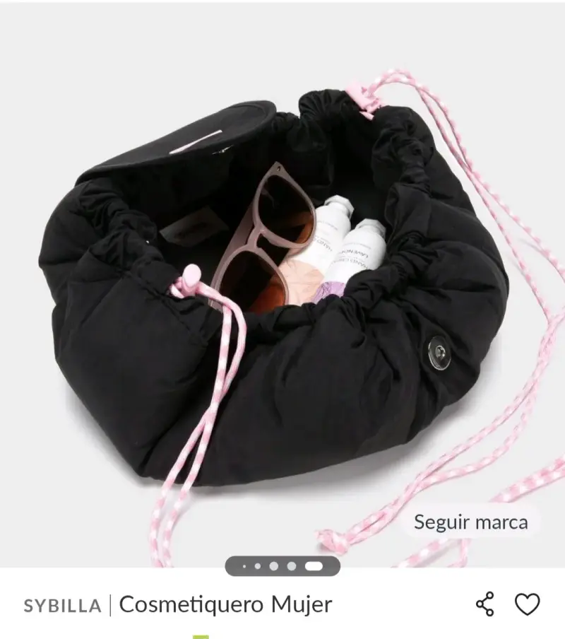 Cosmetiquero negro Sybilla con cordón ajustable - 3