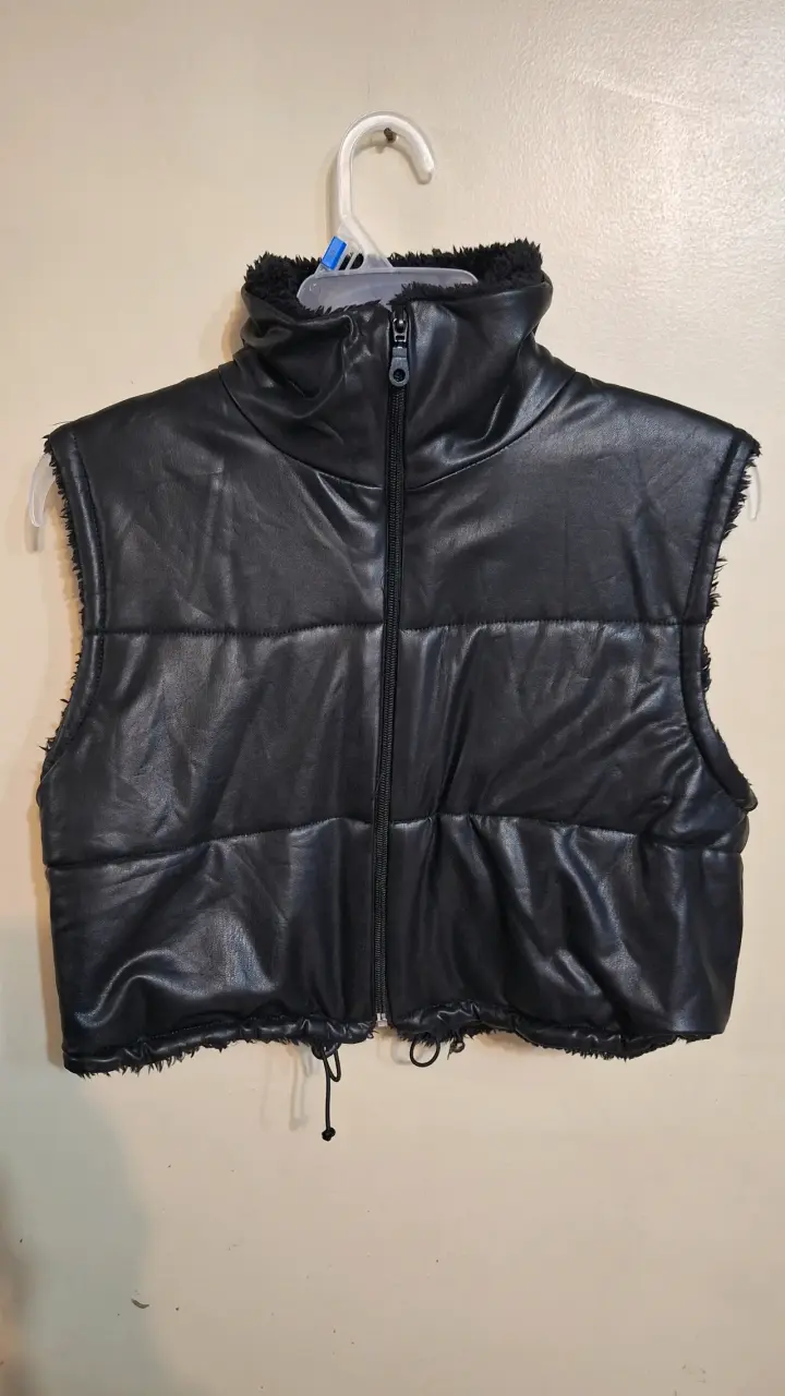 Chaleco sin mangas negro con forro polar - 2