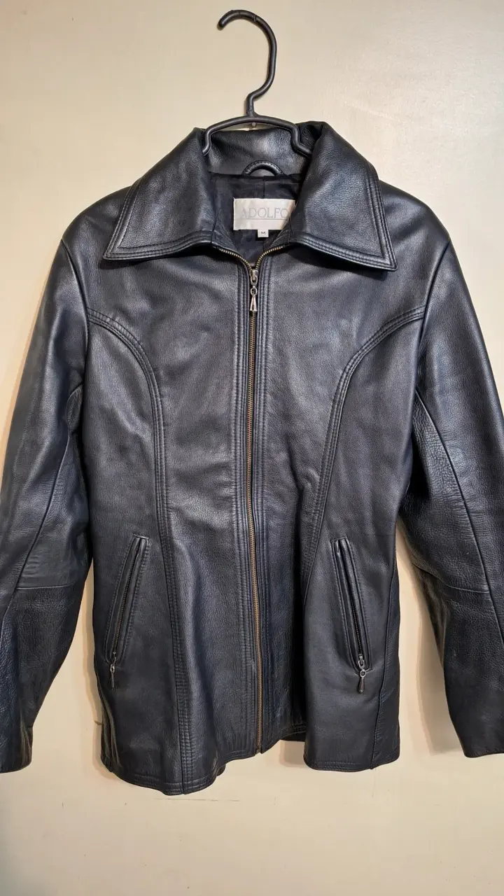 Chaqueta de cuero negra Adolfo para mujer - 1