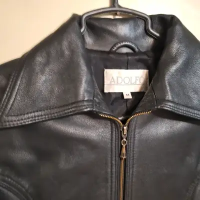 Chaqueta de cuero negra Adolfo para mujer - miniatura 2