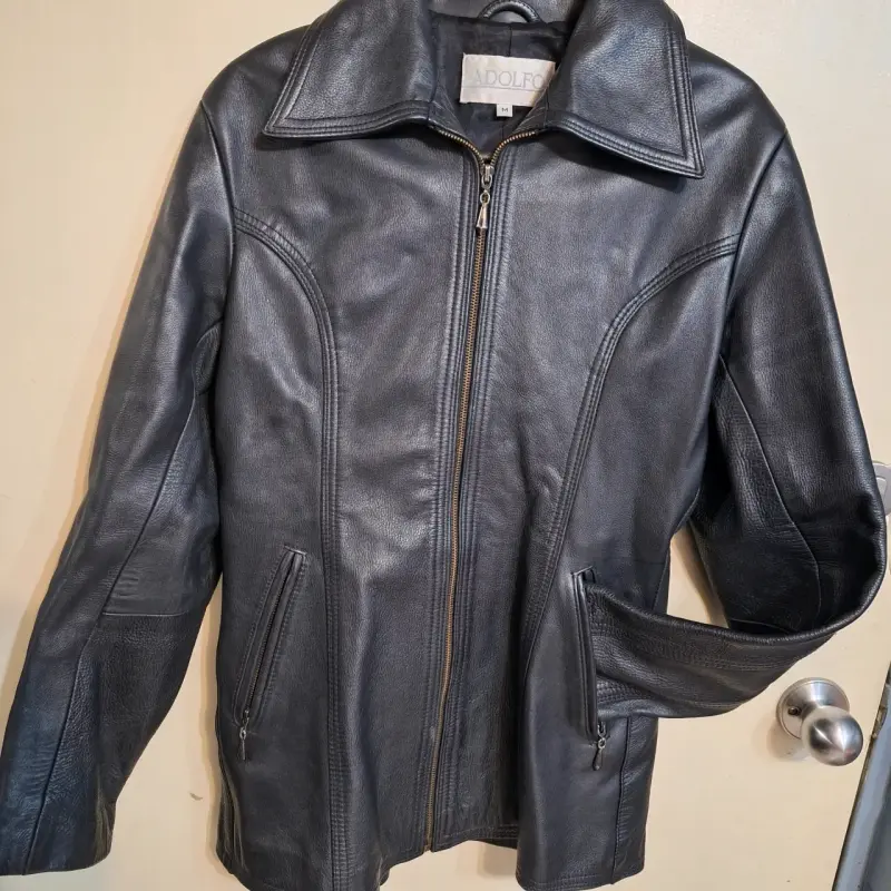 Chaqueta de cuero negra Adolfo para mujer - 3