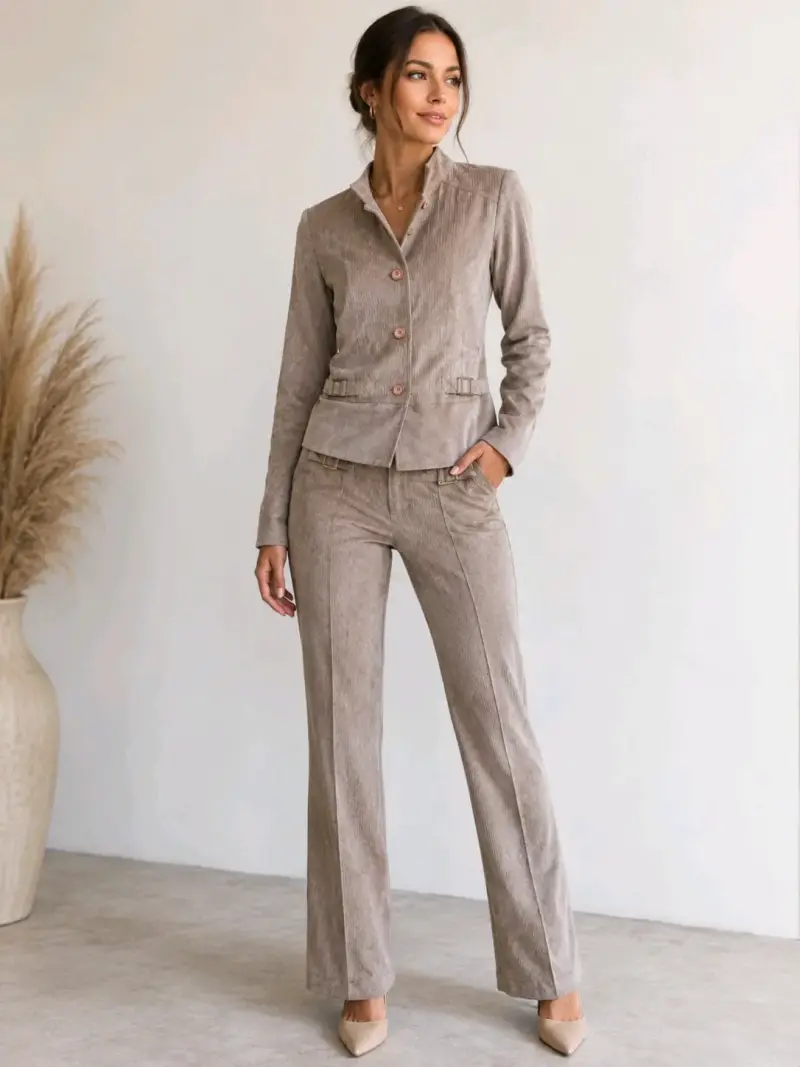 Traje de Mujer Beige Elegante - 3