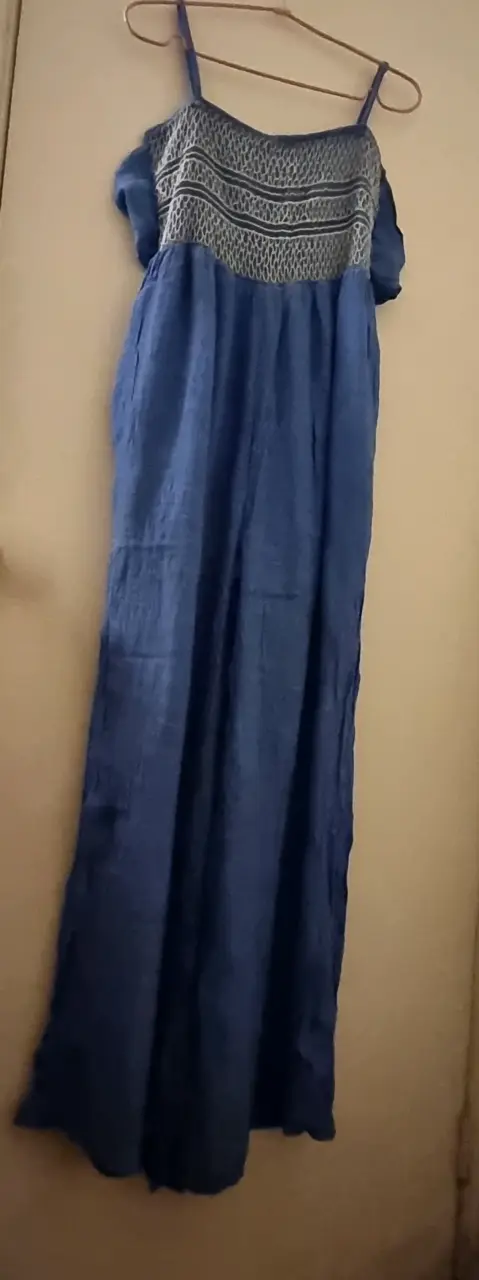 Jumpsuit azul con detalle tejido - 2