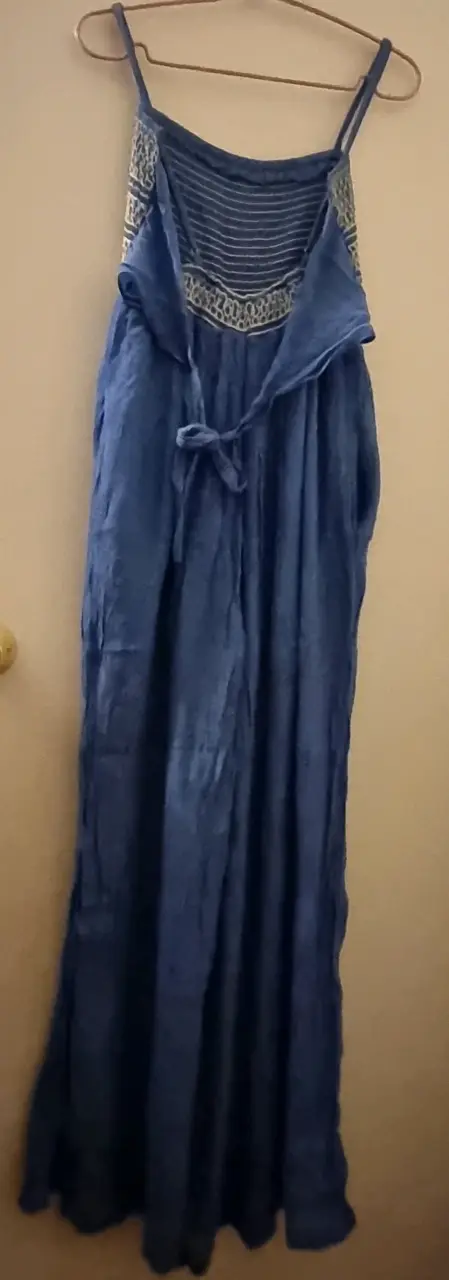Jumpsuit azul con detalle tejido - 3