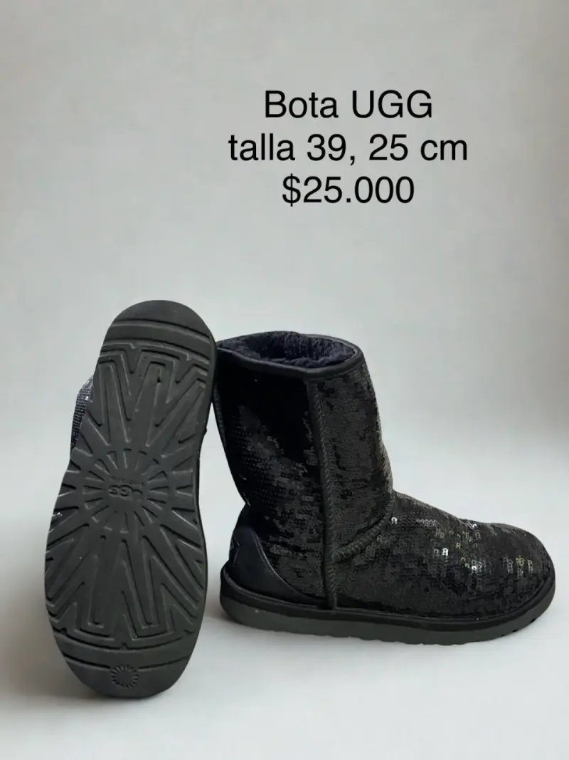 Botas UGG negras con lentejuelas talla 39