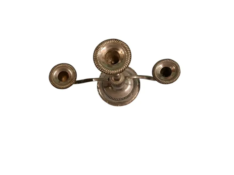 Candelabro de bronce vintage para tres velas - 2