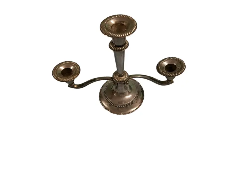 Candelabro de bronce vintage para tres velas - 3