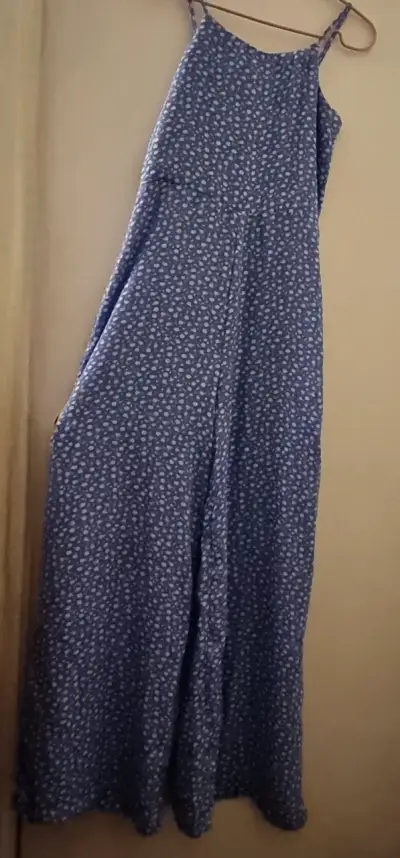 Vestido largo azul con estampado floral Melt - miniatura 1