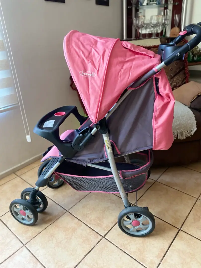 Coche de bebé rosa Bebesit con bandeja - 3