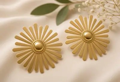 Aros dorados en forma de flor - miniatura 1