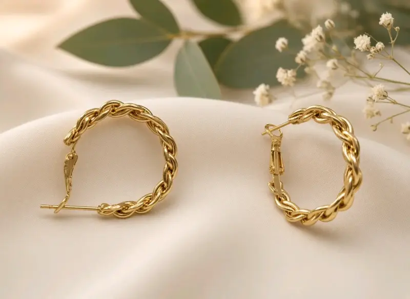 Aros de oro trenzados elegantes - 1