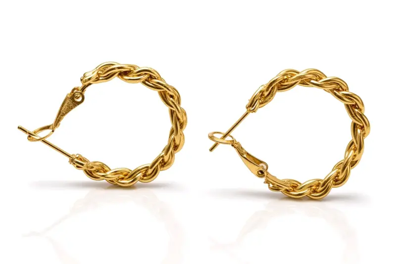 Aros de oro trenzados elegantes - 2