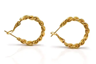 Aros de oro trenzados elegantes - miniatura 2