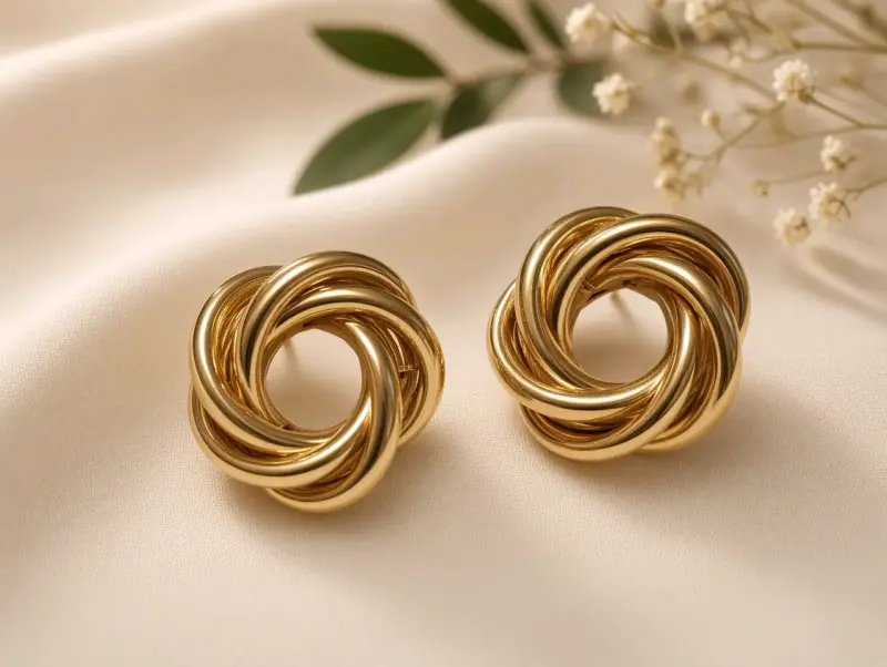 Aros de oro diseño nudo elegante - 1
