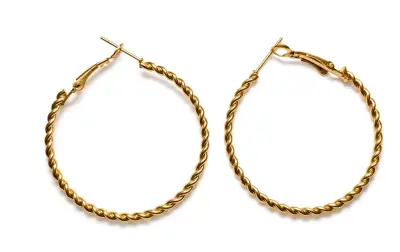 Aros de aro dorados estilo trenzado - miniatura 2