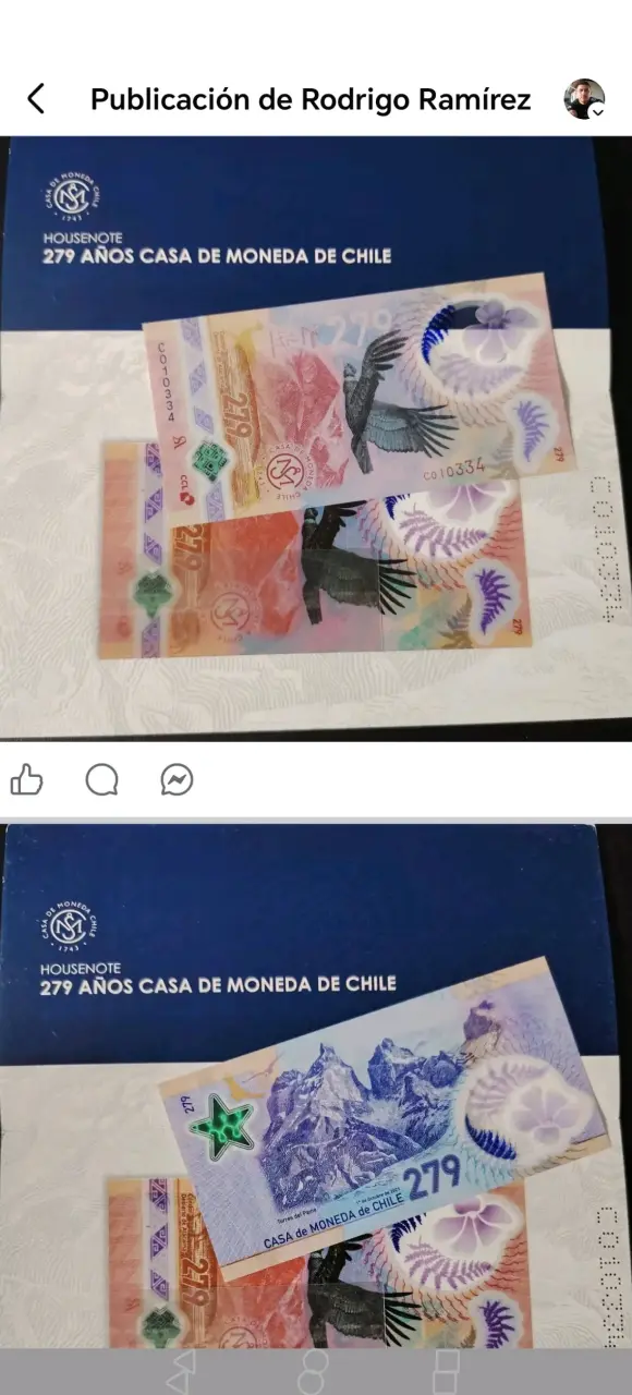 Billete conmemorativo 279 años Casa de Moneda de Chile - 3