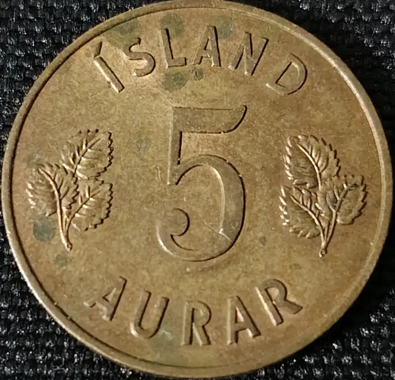 Moneda Islandia 5 Aurar 1963