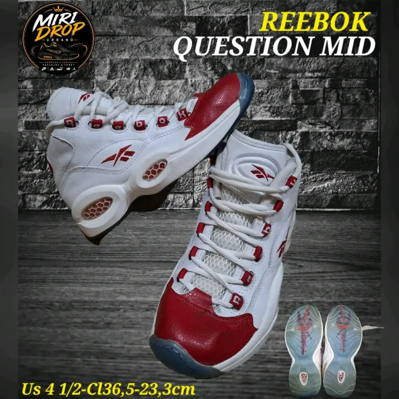 Zapatillas Reebok Question Mid Blancas y Rojas