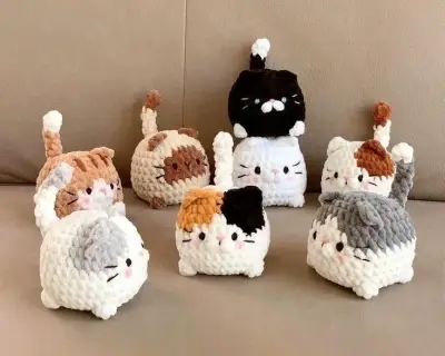 Llavero de gato tejido a crochet - miniatura 2
