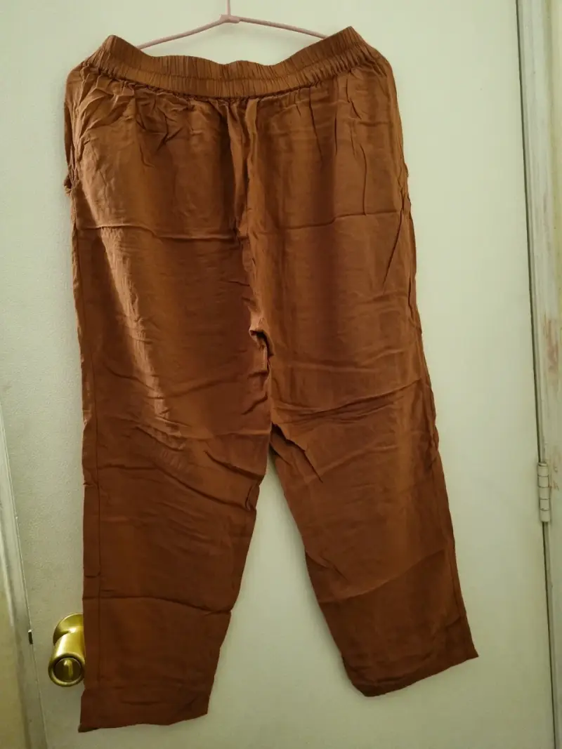 Pantalones de lino marrón para mujer - 2