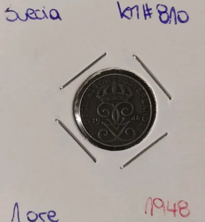 Moneda Sueca 1 Öre 1948 Hierro