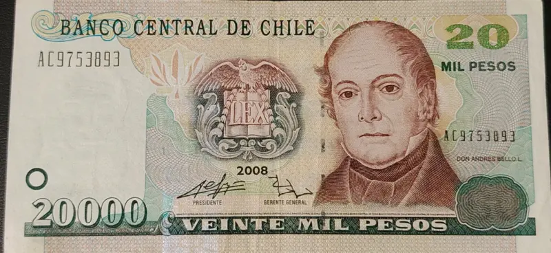 Billete de 20000 pesos chilenos 2008