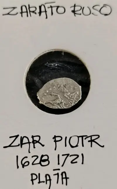 Moneda antigua rusa de plata Zar Piotr - miniatura 1