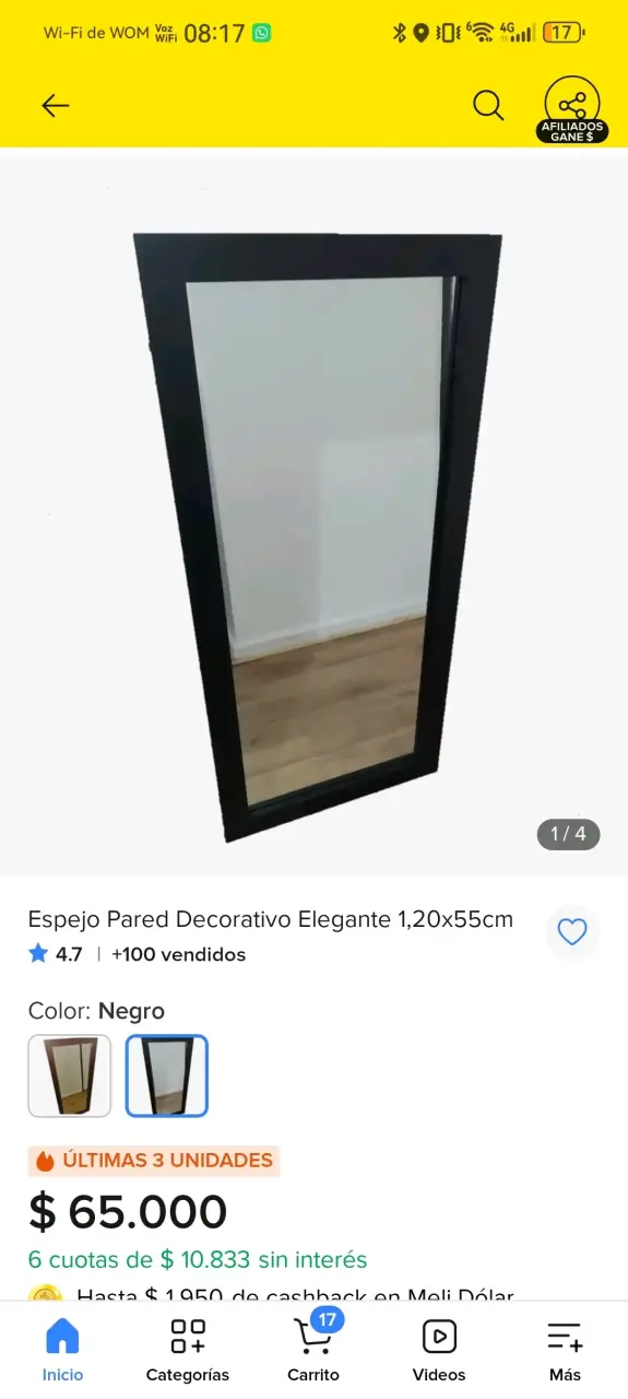 Espejo de pared decorativo negro - 3