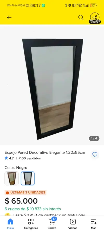 Espejo de pared decorativo negro - miniatura 3