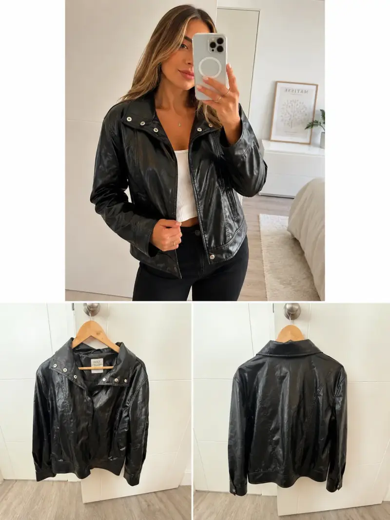 Chaqueta de cuero sintético negra Index Basic - 1