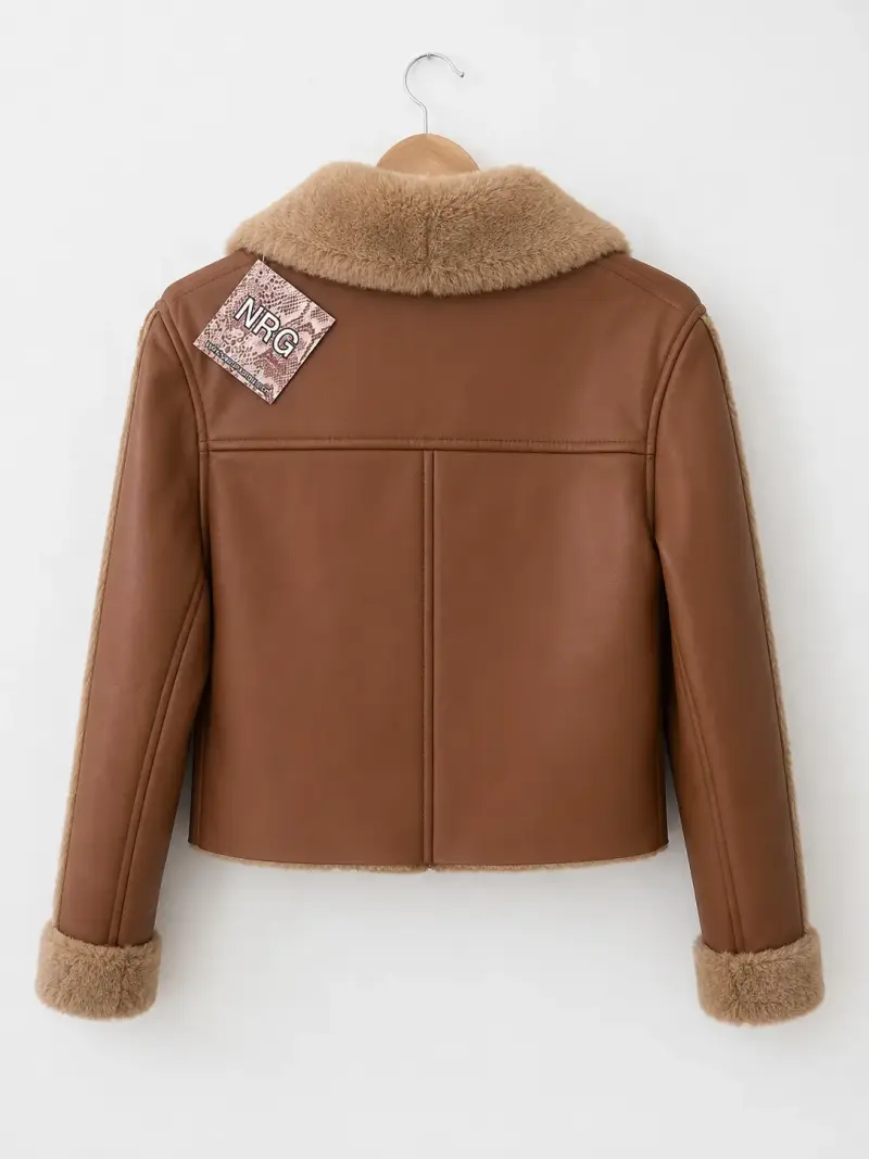 Chaqueta de cuero sintético con forro de piel - 2