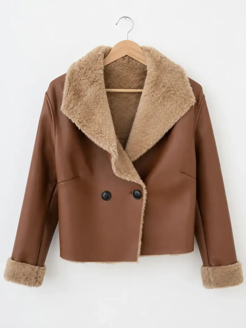 Chaqueta de cuero sintético con forro de piel - 3