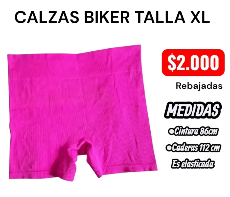 Calzas biker fucsia talla XL elásticadas - 2