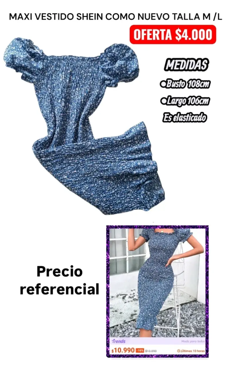 Maxi Vestido azul floral ajustado - 3