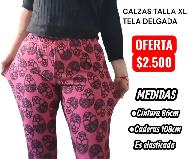 Calzas de calaveras talla XL elásticadas