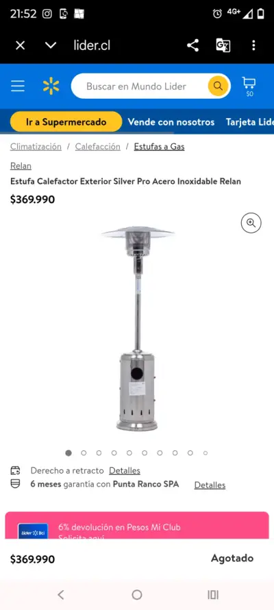Estufa calefactor exterior de acero inoxidable - miniatura 1