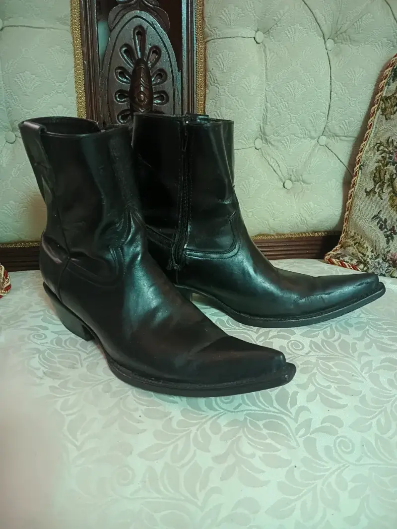 Botas de cuero negras estilo vaquero - 4