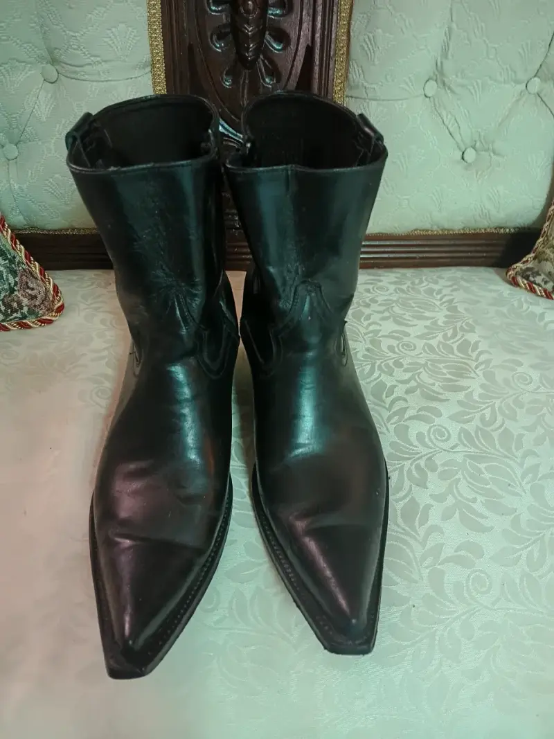 Botas de cuero negras estilo vaquero - 5