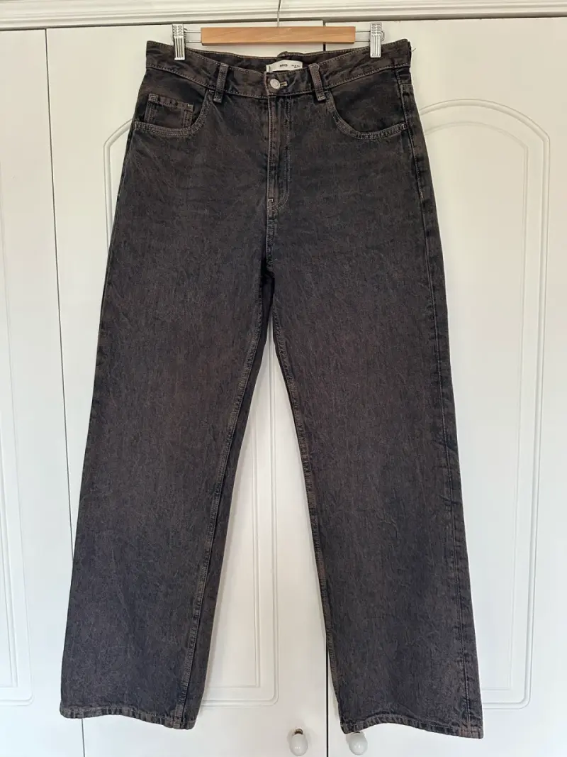 Jeans rectos MNG para mujer en azul+burdeo - 2