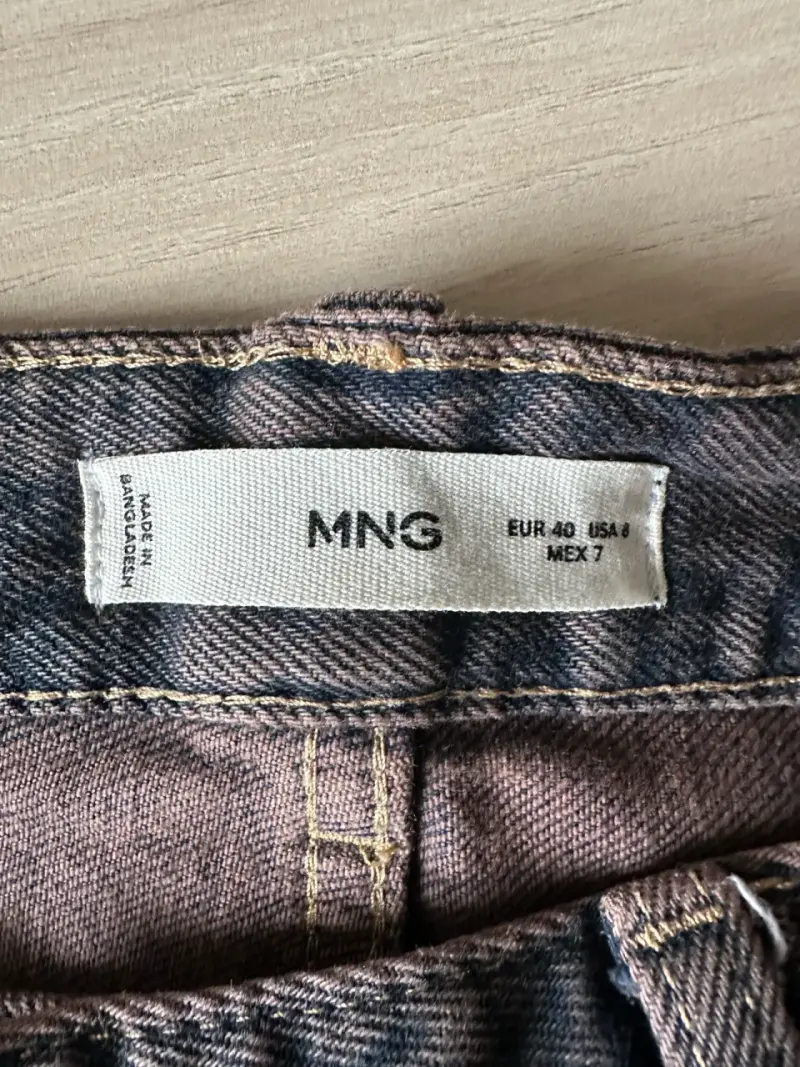 Jeans rectos MNG para mujer en azul+burdeo - 3
