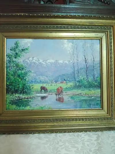 Cuadro Paisaje campestre en Marco Dorado - miniatura 2