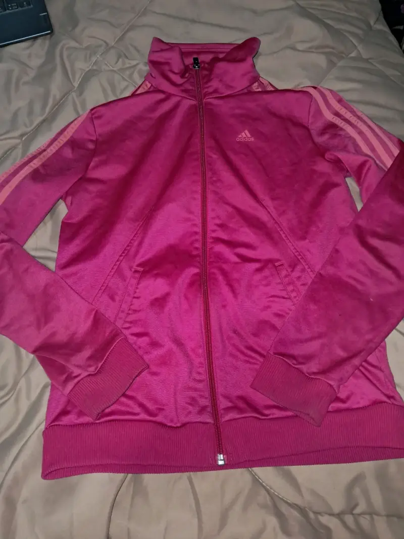 Chaqueta deportiva rosa Adidas con cierre - 1