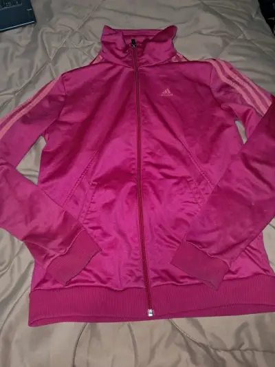 Chaqueta deportiva rosa Adidas con cierre - miniatura 1