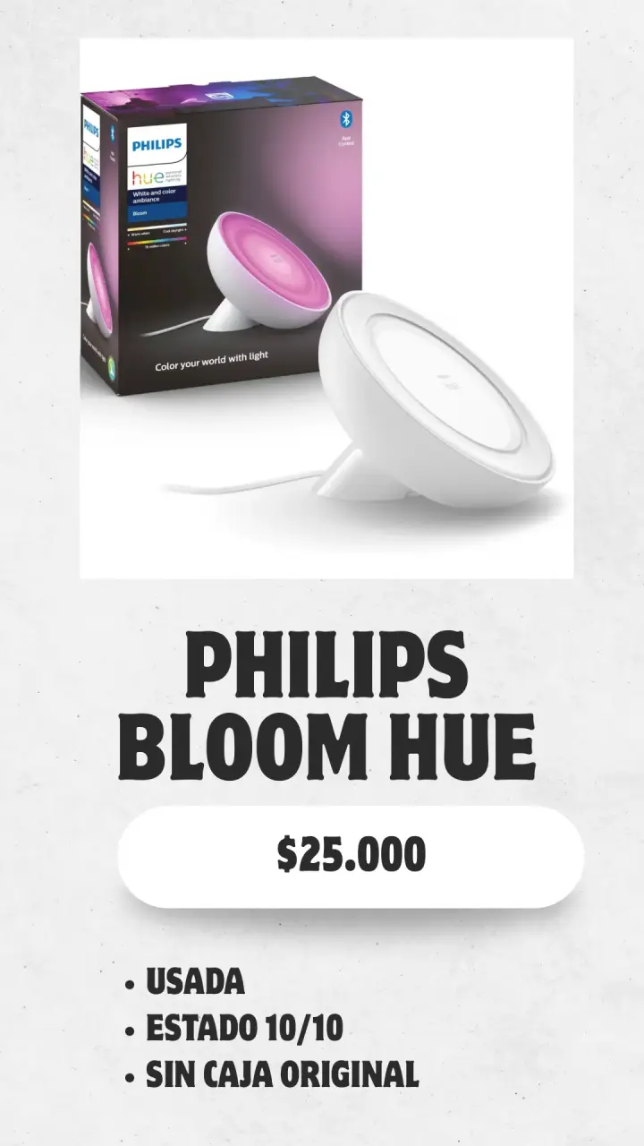Lámpara Philips Hue Bloom usada en buen estado - 1