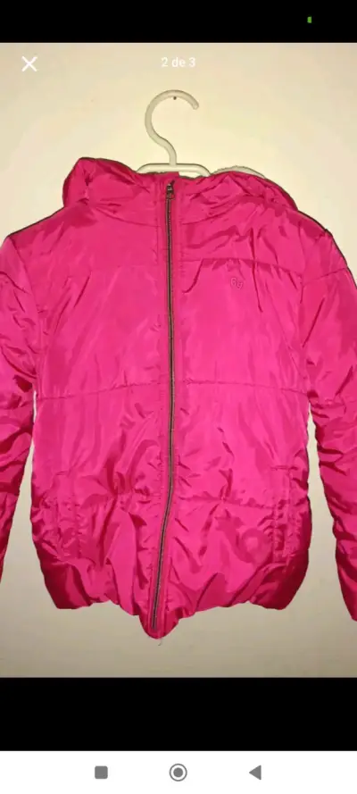 Chaqueta acolchada rosa para niña con capucha - miniatura 1