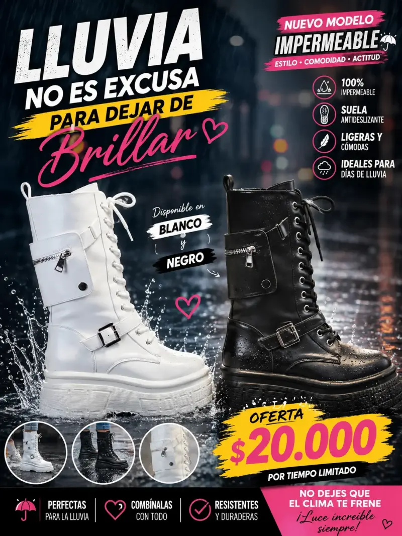 Botas impermeables blancas para lluvia - 1